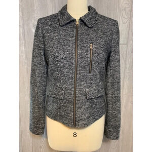 LOFT Black & White Zip Front Jacket M